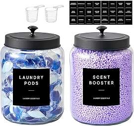 BIKALAN Waschmittel Pods Aufbewahrung Glas, 2L