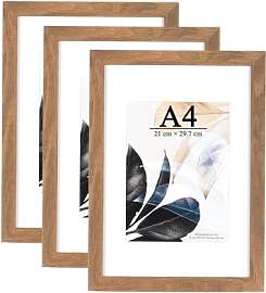 Bilderrahmen A4 | Holzfarbe | Plexiglas |