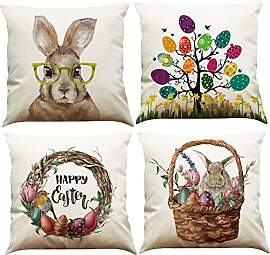 BINXWA 4 Stück Kissenbezug Ostern,Osterdeko