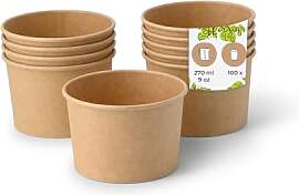 BIOZOYG Eisbecher Pappe 100 Stück 200 ml Braun -