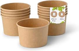 BIOZOYG Eisbecher Pappe 250 Stück 200 ml Braun -