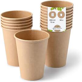 BIOZOYG Pappbecher 50 Stück 300 ml / 12 oz, Ø 90 