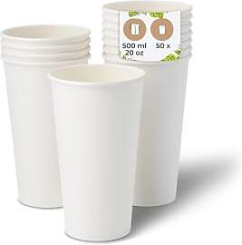 BIOZOYG Pappbecher 50 Stück 500 ml / 20 oz, Ø 90 