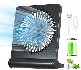 BIVBTP Kleiner Tischventilator, 2000mAh Tragbarer