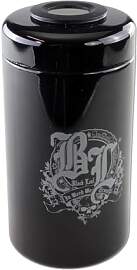 Black Leaf Violettglasdose mit Thermo-Hygrometer | 