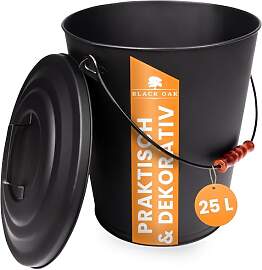 BLACK OAK Ascheeimer Santorini 25L – schwarz mit 