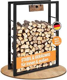 BLACK OAK Kaminholzregal JACK 150x100x25cm schwarz 