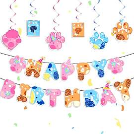 Blaue Geburtstag Banner Dekoration Pfoten Girlande 