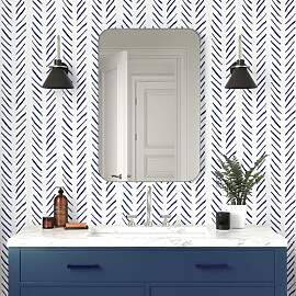 Blaue geometrische Tapete, 44,5 x 1000 cm,