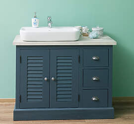 Blaue Waschkommode Vintage mit Becken