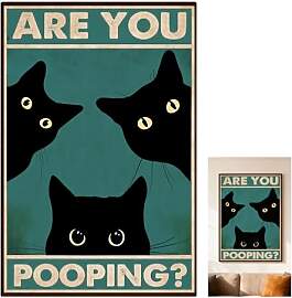 Blechschild Toilette Schwarze Katze, Lustige
