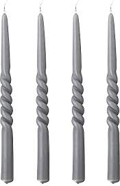 Bloomingville Kerze Twist, grau, Paraffin, 4er Set