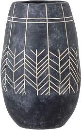 Bloomingville Schwarze Keramikvase, geometrisches