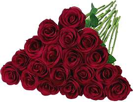 BlueCloudy 16 Stück Rote Rosen Künstliche