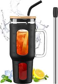 BLUEGO Tumbler becher mit Deckel und Strohhalmen,