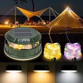 BlueYu Camping Lichterkette Aufrollbar 10m 140LED, 