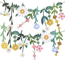 Blumen Girlande Bunt, Wildblume Deko Banner,