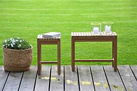 Blumenhocker aus Teakholz, massiv, natürliches