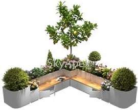 Blumenkasten- und Bankkombination aus Edelstahl