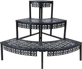 Blumenständer, Pflanzenregal aus Metall, 3 Stufen 