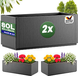 Blumentopf Ethica 2er-Set Anthrazit Kunststoff