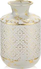 Blumenvase, 26CM Hohe Rustikale Weiß-Goldene