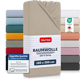Blumtal® Baumwolle Spannbettlaken 160x200cm