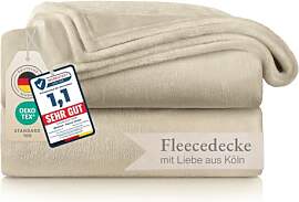 Blumtal Fleecedecke 270 x 230 - Kuscheldecke Beige 