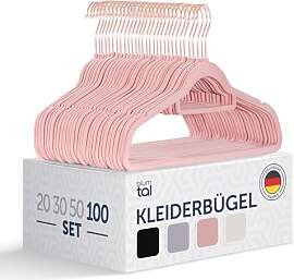 Blumtal Kleiderbügel 100 Stück - Samtbezogene,