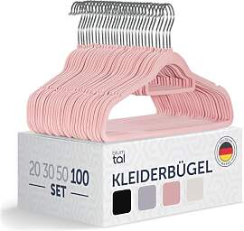 Blumtal Kleiderbügel 100 Stück - Samtbezogene,