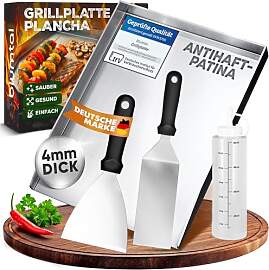 Blumtal Set Plancha Grillplatte Edelstahl inkl. 2