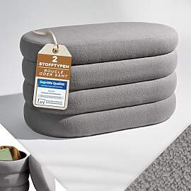 Blumtal Sitzbank mit Stauraum oval, Bouclé-Bezug