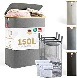 Blumtal Wäschekorb 3 Fächer 150L mit 3
