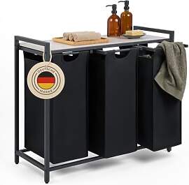 Blumtal Wäschesammler 3 Fächer Schwarz -
