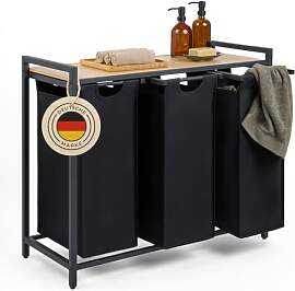 Blumtal Wäschesammler 3 Fächer Schwarz -