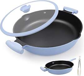 Bobikuke Pfanne 32cm mit deckel, 2-In-1 Antihaft