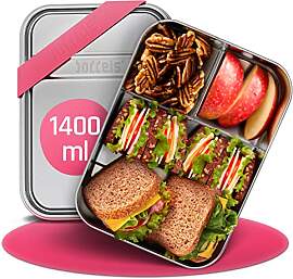 boddels Edelstahl Brotdose mit Fächern 1.400ml |
