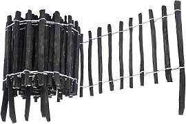 BOGATECO Haselnuss Roll-Steckzaun aus Holz Schwarz 