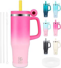 BOGI 40oz Thermobecher mit Strohhalm und Henkel,