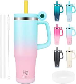 BOGI 40oz Thermobecher mit Strohhalm und Henkel,