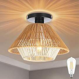 Boho Deckenlampe Style Rattan Deckenleuchte -