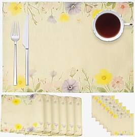 Boho Tischsets 6er-Set - 44x30cm Blumen Grün