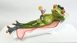 Bollweg Frosch Urlauber aus Kunststein, ca. 19 x 7 
