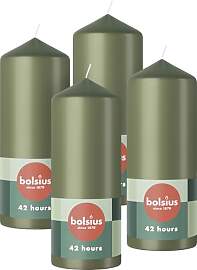 Bolsius Glatte Stumpenkerzen - Grün - 4 Stück -