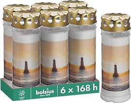 Bolsius Grablicht - Weiß - 6 Stück - 20 x 7.5 cm 