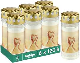 Bolsius Grablicht - Weiß - Set 6 Stück - Länge