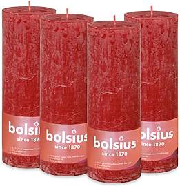 Bolsius - Rustik Kerze - Rot - 19 cm - 4 Stück -