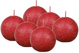 Bolsius Rustik Kugelkerze - Rot - 6 Stück - Ø