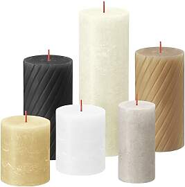 Bolsius Rustik Stumpenkerzen - Geschenk Set 6