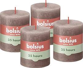 Bolsius Rustik Stumpenkerzen - Hellgrau - 4 Stück 